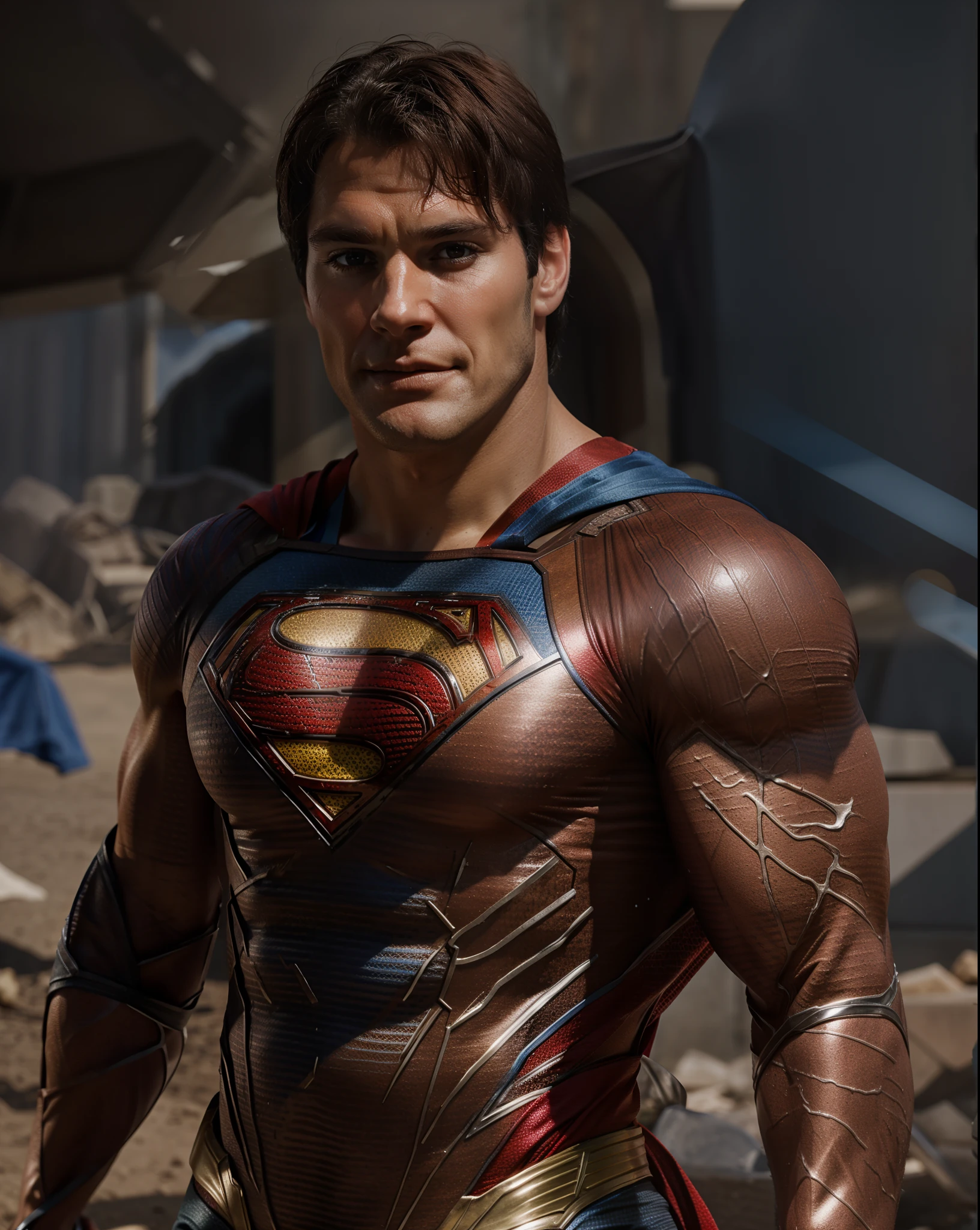 This face with superman body, realistic, 8k