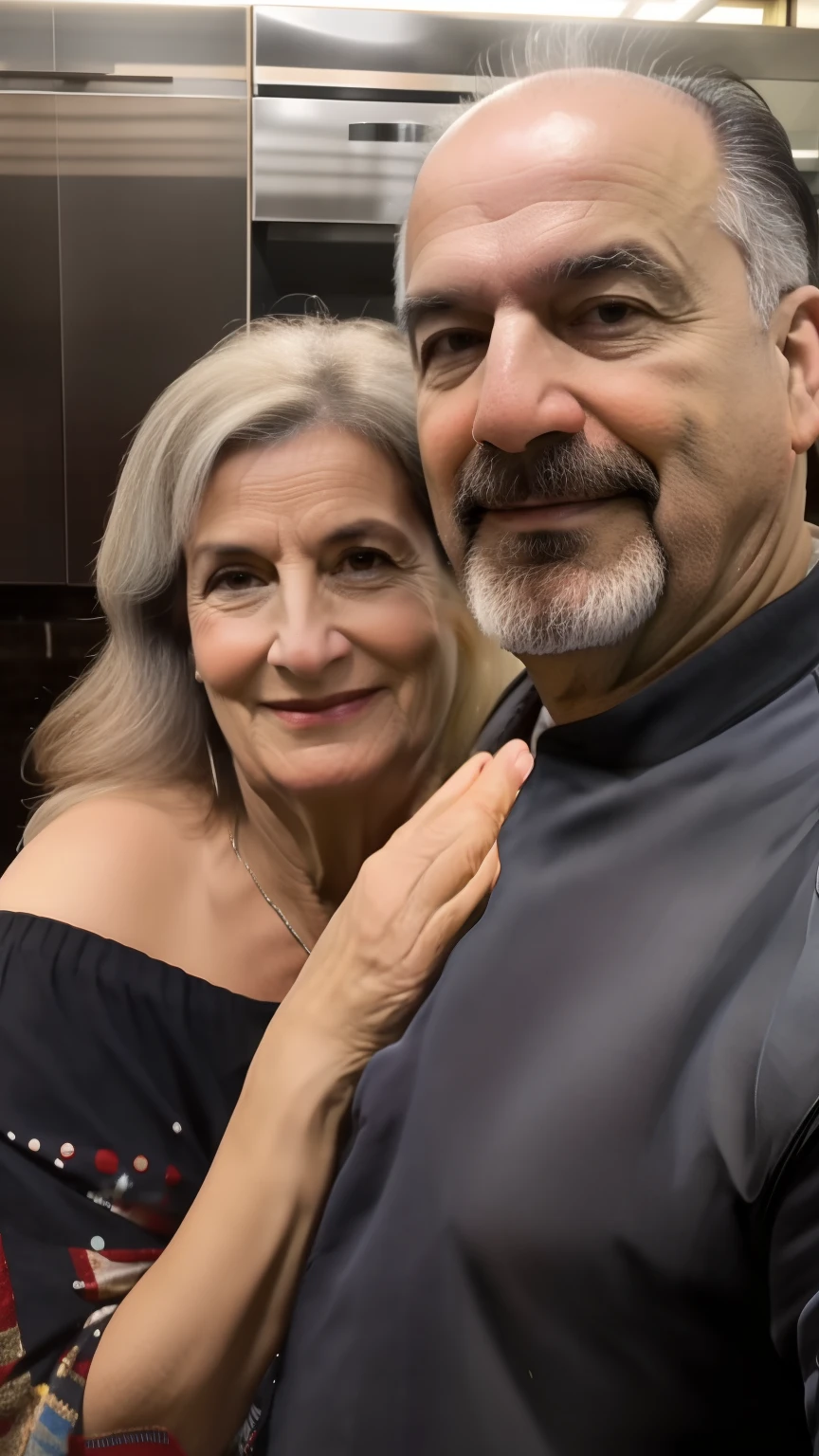 there is a man and a woman standing together in a kitchen, Directed by: Nandor Soldier, imagem de perfil, momma and papa, inspired by Antonio Parreiras, Homens de 45 anos, Lorena Avarez, by Antonio Parreiras, 4 5 I, 50 anos, 5 0 anos, foto do perfil
