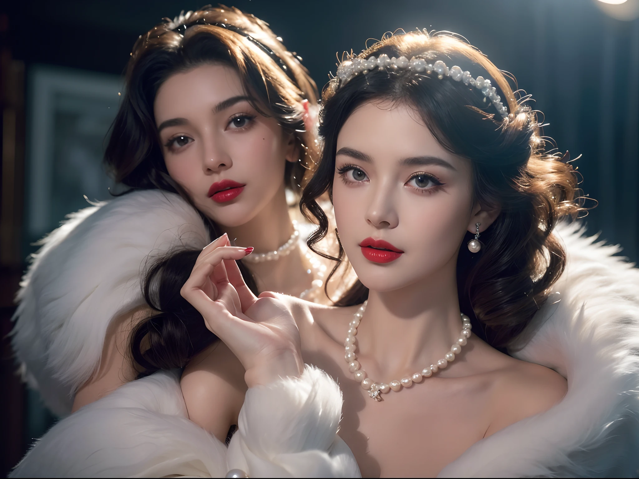 (best quality,4k,8k,highres,masterpiece:1.2),ultra-detailed,(realistic,photorealistic,photo-realistic:1.37),vintage portrait,black-and-white photography,classic Hollywood,old Hollywood glamour,flawless beauty,dramatic lighting,serene expression,charming smile,mischievous eyes,timeless elegance,vintage fashion,ornate accessories,fringed flapper dress,sparkling headband,pearl necklace,red lipstick,smoky eyes,voluminous curls,luxurious fur stole,delicate lace gloves,golden age of cinema,retro charm,hidden stories,unforgettable star,popular icon,extraordinary talent,admired by millions,fascinating aura,exclusive glimpse,hidden vulnerability,unique composition,sharp focus