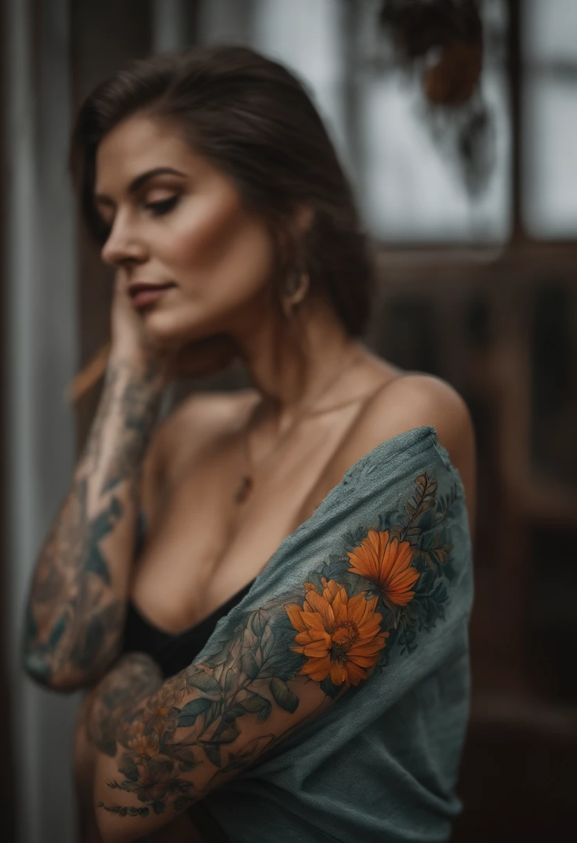 Mujer hiperrealista con tatuajes de espalda con gran culo Instagramer