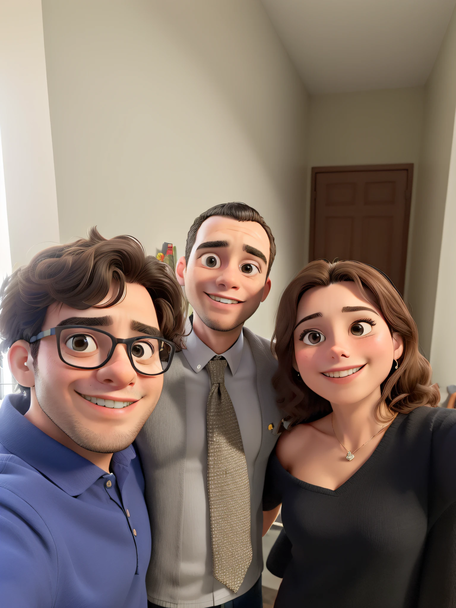 Obra-prima, de melhor qualidade, um casal com um filho, vestindo roupas de festa, Standing at home