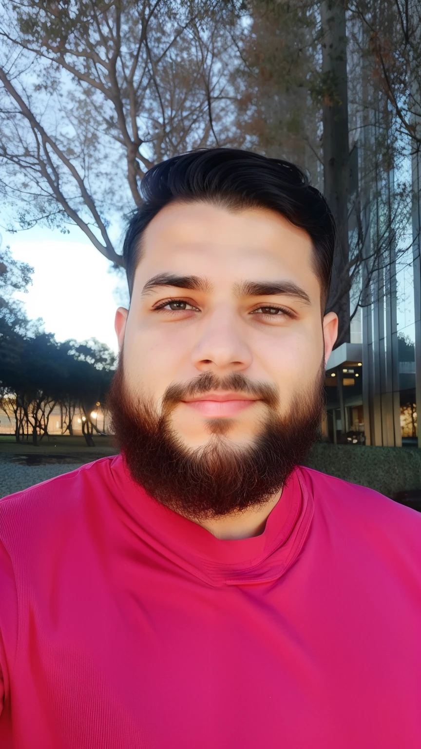 Homem com barba e camisa rosa posando para foto, com uma barba pequena, Fotografia selfie 8k, foto de perfil headshot, barba pequena, imagem de qualidade muito baixa, Streamer do Twitch / Jogador Ludwig, barba cheia, foto de perfil profissional, sem barba, neckbeard, restolho leve com camisa vermelha, andrew gonzalez, cara com barba, barbado
