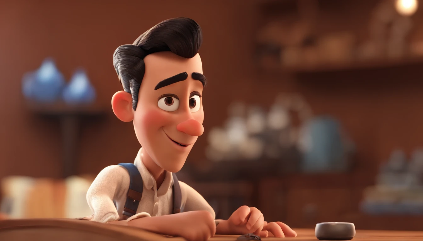 personagem dos desenhos animados de um homem com uma camisa listrada preta e vermelha, animation character, Caractere estilizado, animation style rendering, 3D estilizado, Arnold Maya render, 3 d render stylized, toon render keyshot, Personagem 3D, Personagem 3D, 3d rendering stylized, 3 d character render, personagem de desenho animado, Personagem de close up, Pose de personagem, (Estilo Pixar) (master part:1.2) (Bokeh) (best quality) (pele detalhada) (textura detalhada) (8k) (argila) (Cinematic lighting) (foco nítido