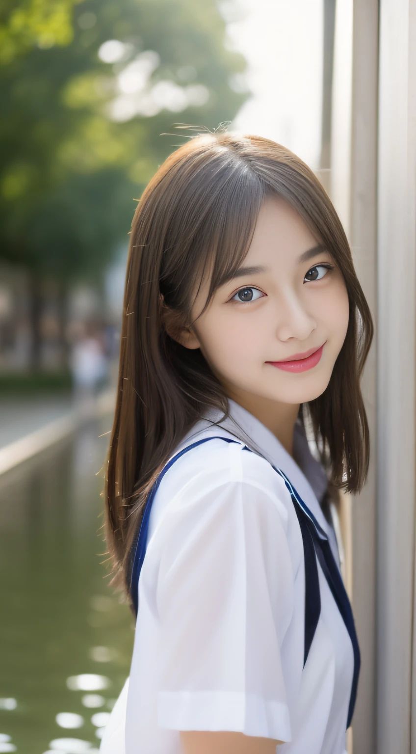 (((32k,high detal,high-detail、masterpiece,Attention to detail,full body Esbian,独奏))),Raw photo & realistic atmosphere,beautiful dark blue eyes,Detailed mouth,Glossy lips,Detailed eyebrows,Eyes drawn in detail with soft white skin that shines with every detail、Very beautiful eyes with azure eyes,Detailed lips、Very beautiful face,Very well-formed face、Lifelike face,shiny beautiful lips,Beautiful eyebrows,Infinite reality,Japan High School Uniform Best Design, Realistic Young Gravure Idol,Very cute high school girl, , japanese girl school uniform, Japanese high school girl , Young Sensual Gravure Idol, Young Gravure Idol, Beautiful and cute15 year old schoolgirl,the whole body is wet,dripped out,with a flushed face,Tremendously beautiful15-year-old girl,natural soft light、The body is dripping wet,Sheer clothing,Brown shiny hair,Hair is wet,Dripping water,dripping(Don't wear skirts,bare-legged,,Wet and see-through white short sleeve shirt,summer clothing,Beautiful kind eyes,Looking at the camera:1.3),(((youthfulness,Beautiful smooth legs,Exposed thighs,Gentle smile,small shapely breasts,Immature body,Sexy Uniforms,short-cut,The chest is open))),(Shot from the air,From directly above,photographed,Facing up,Lie on your back and float on the water,Look up,Spread your arms and legs,lying on your back with a large body,Sleep soundly on your back,Body floating on the surface of the water,Beautiful breasts coming out of the water:1.5)