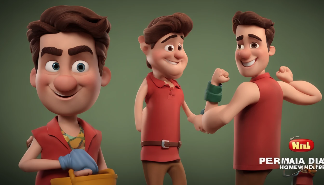 personagem dos desenhos animados de um homem com uma camisa listrada preta e vermelha, animation character, Caractere estilizado, animation style rendering, 3D estilizado, Arnold Maya render, 3 d render stylized, toon render keyshot, Personagem 3D, Personagem 3D, 3d rendering stylized, 3 d character render, personagem de desenho animado, Personagem de close up, Pose de personagem, (Estilo Pixar) (master part:1.2) (Bokeh) (best quality) (pele detalhada) (textura detalhada) (8k) (argila) (Cinematic lighting) (foco nítido