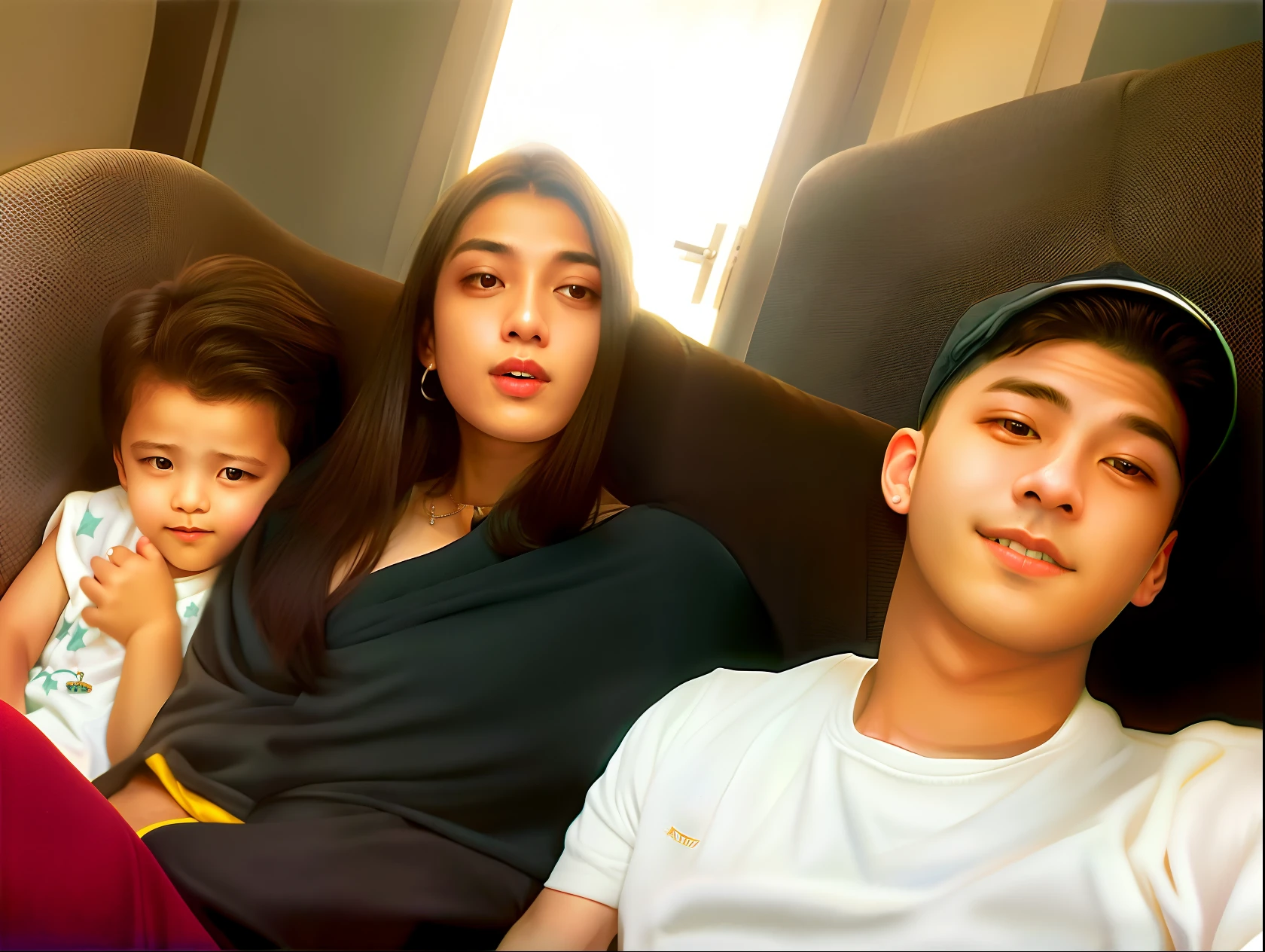 Araffes and a woman sitting on a sofa with a child, foto de perfil, mateus 9 5, Parece Fabiula Nascimento, 3 5 year brazilian mother, marido esposa e filho, facebook post, imagem de perfil, Ronaldo Luis Nazario da Lima, foto de perfil, thiago alcantara, Malika Favre, Anos Imane, maximus jacobs