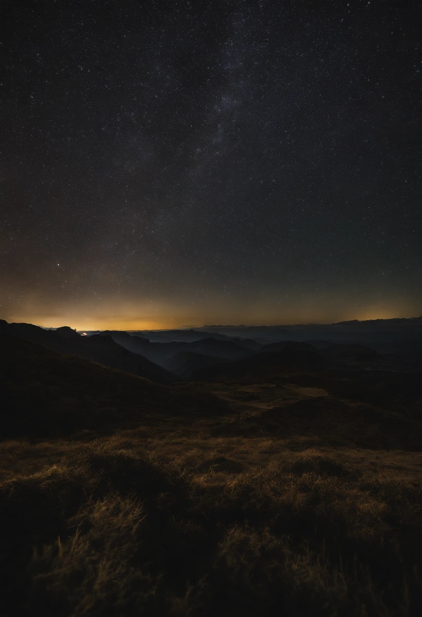 the night，(extreme light)，starrysky，mountain ranges，shock，