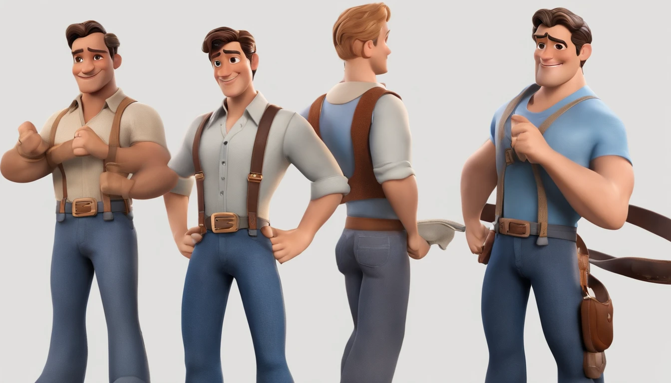 qualidade de imagem do filme，Disney Animation，Disney animated films，menino mais novo，rindo alegremente，Jogue com seu telefone，Denim suspenders，profundidade de campos，Luz alta，luz real，Traching de raias，oc renderizado，hyper-realistic，melhor qualidade，8k，Obras de mestres，super-fino，pelos pubianos detalhados，anatomia correta，sharp focus on eyes，Bokeh，Facial features are carefully described