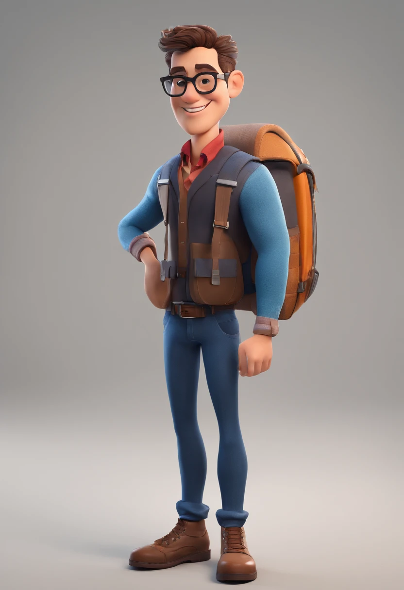 Cartoon character of a man wearing black glasses and a blue shirt, um personagem animado, Caractere estilizado, animation style rendering, 3D estilizado, Arnold Maya render, 3 d render stylized, toon render keyshot, Personagem 3D, Personagem 3D , 3d rendering stylized, 3 d character render, personagem de desenho animado, Personagem de close up, Pose de personagem, (Estilo Pixar) (master part:1.2) (Bokeh) (melhor qualidade) (pele detalhada) (textura detalhada) ( 8k) (argila) (Cinematic lighting) (foco nítido，Senta e vaza a parte superior do corpo