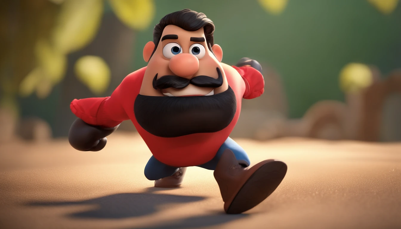 personagem dos desenhos animados de um homem com uma camisa listrada preta e vermelha, animation character, Caractere estilizado, animation style rendering, 3D estilizado, Arnold Maya render, 3 d render stylized, toon render keyshot, Personagem 3D, Personagem 3D, 3d rendering stylized, 3 d character render, personagem de desenho animado, Personagem de close up, Pose de personagem, (Estilo Pixar) (master part:1.2) (Bokeh) (best quality) (pele detalhada) (textura detalhada) (8k) (argila) (Cinematic lighting) (foco nítido