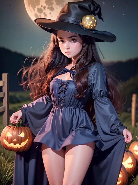 masterpiece, best quality, high quality, ultra quality, 8k, uhd, sony color, a girl wearing a halloween costume, halloween hat, ...