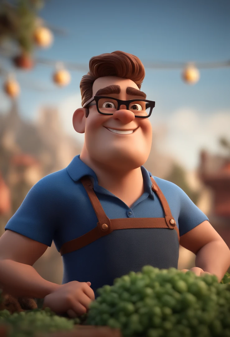 Cartoon character of a man with black glasses and a blue shirt, animation character, Caractere estilizado, animation style rendering, 3D estilizado, Arnold Maya render, 3 d render stylized, toon render keyshot, Personagem 3D, Personagem 3D, 3d rendering stylized, 3 d character render, personagem de desenho animado, Personagem de close up, Pose de personagem, (Estilo Pixar) (master part:1.2) (Bokeh) (best quality) (pele detalhada) (textura detalhada) (8k) (argila) (Cinematic lighting) (foco nítido