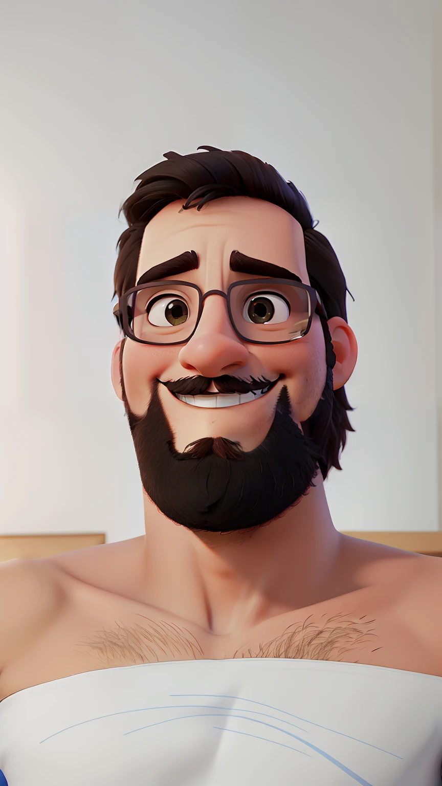 Um gordinho de cabelo cortado em volta de uma cadeira de barbeiroaltura de 1,70, illuminated by the light of a lamp, contra o pano de fundo de uma barbearia