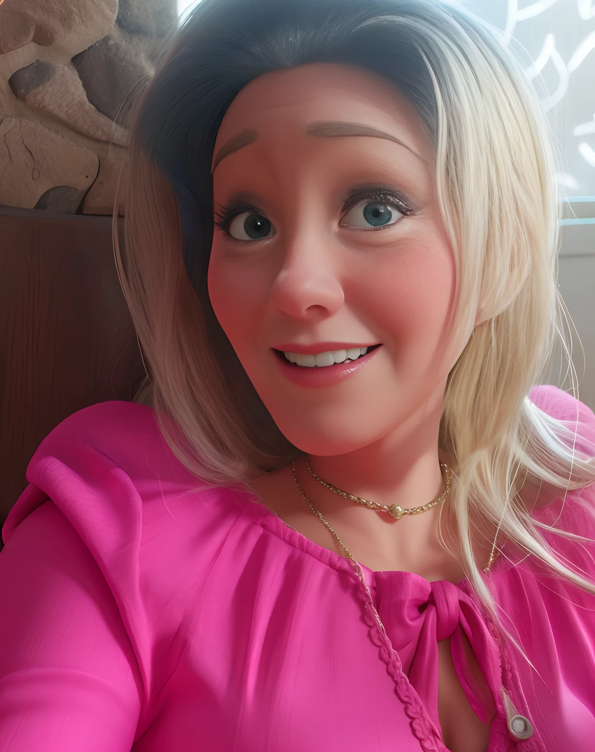 Uma mulher branca de 50 anos ao estilo Disney Pixar, alta qualidade, melhor qualidade com olhos bem definidos