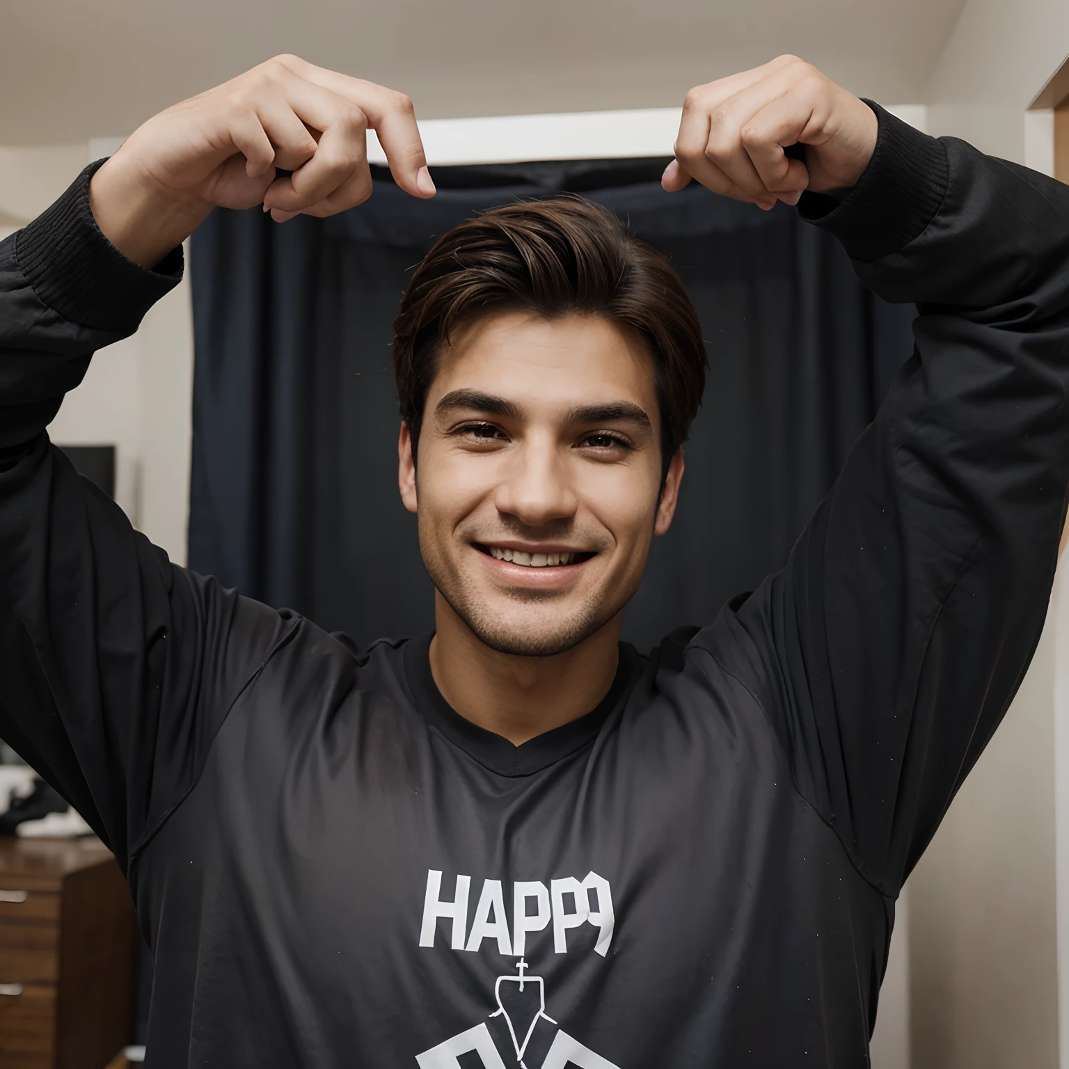 1 homem cabelos pretos calvo, happy expression