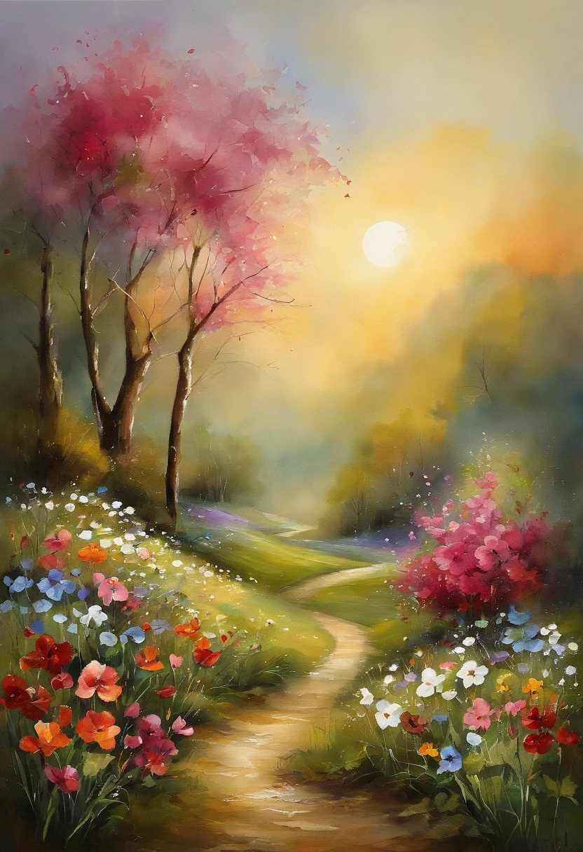 Bela paisagem do campo cosmos、Qualidade de imagem superior、melhor qualidade、Cores bonitas、Ambiente com luz natural、Smooth camera work、tons suaves、brilho da noite、atmosfera calma、atmosfera elegante、petal dancing、Blue open sky、Brisa suave、sentimento feliz、Ambiente natural rico、Beautiful expression of light。