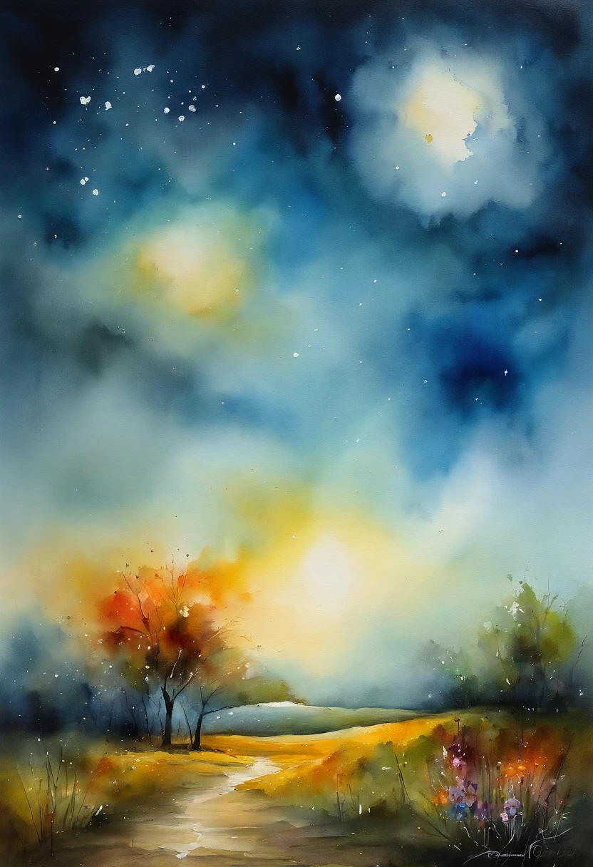Bela paisagem do campo cosmos、Qualidade de imagem superior、melhor qualidade、Cores bonitas、Ambiente com luz natural、Smooth camera work、tons suaves、brilho da noite、atmosfera calma、atmosfera elegante、petal dancing、Blue open sky、Brisa suave、sentimento feliz、Ambiente natural rico、Beautiful expression of light。