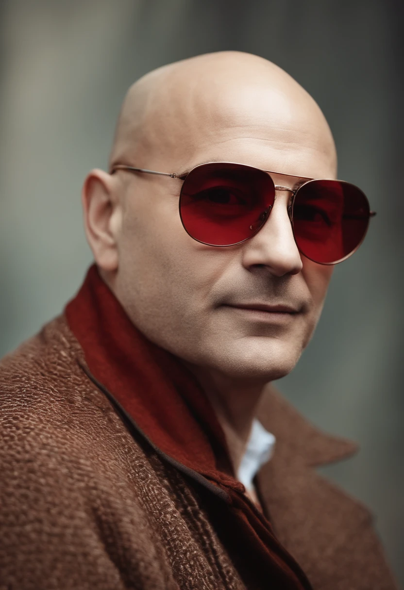 bald glasses. Sorrindo o