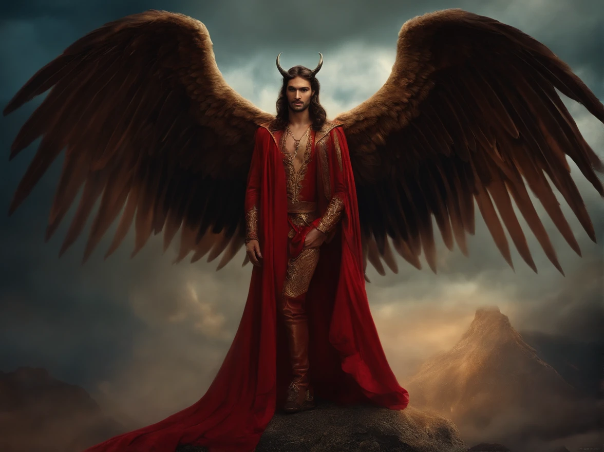 lucifer de espalda mitad angel mitad demonio, osucro