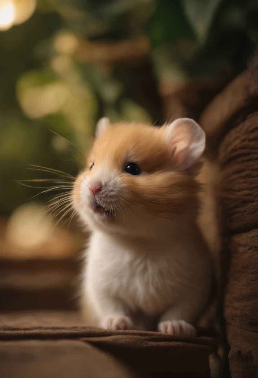 (best quality, cores vibrantes, soft lighting), gato bonito dos desenhos animados, filhote de cachorro bonito, coelhinho ousado, hamster