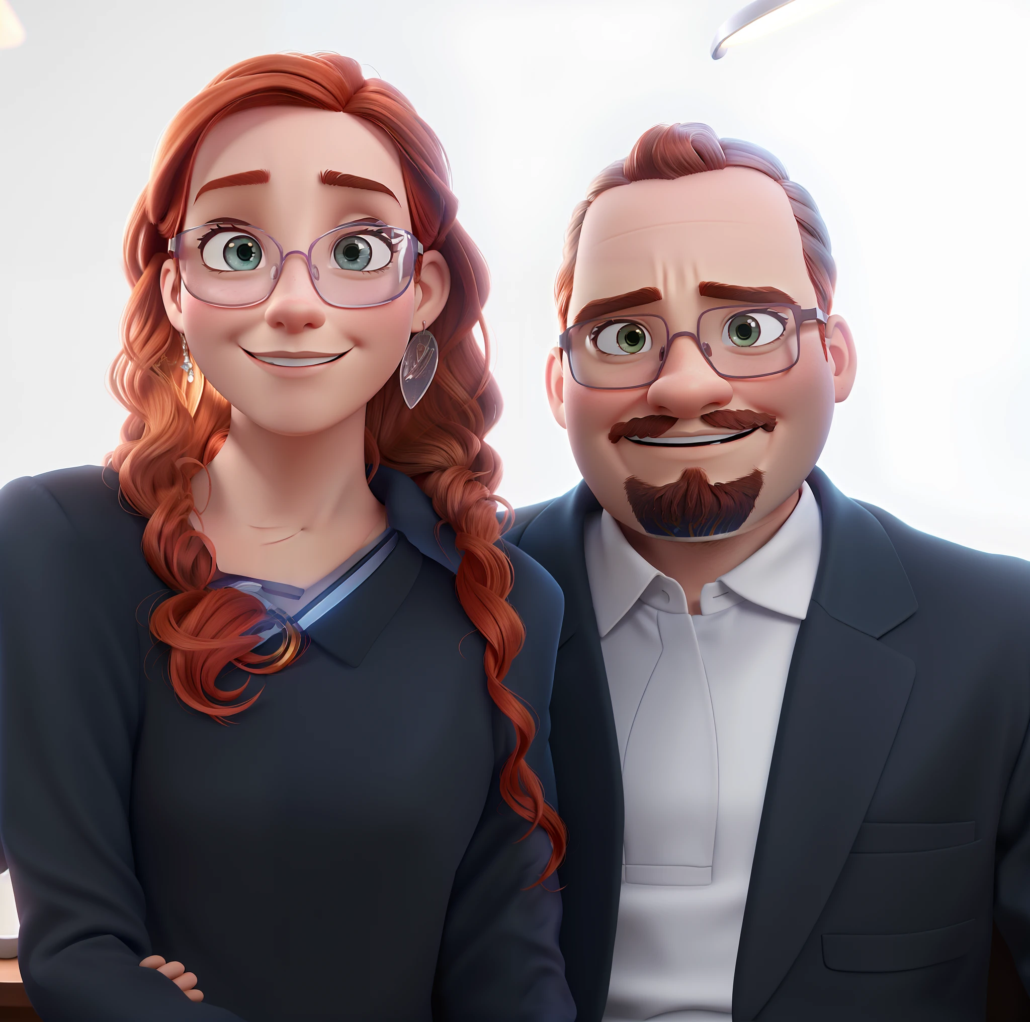 poster de filme no estilo disney pixar um casal de advogados estilo disney pixar, Woman is redhead with transparent glasses and light eyes, e o homem tem cabelo castanho, alta qualidade, melhor qualidade