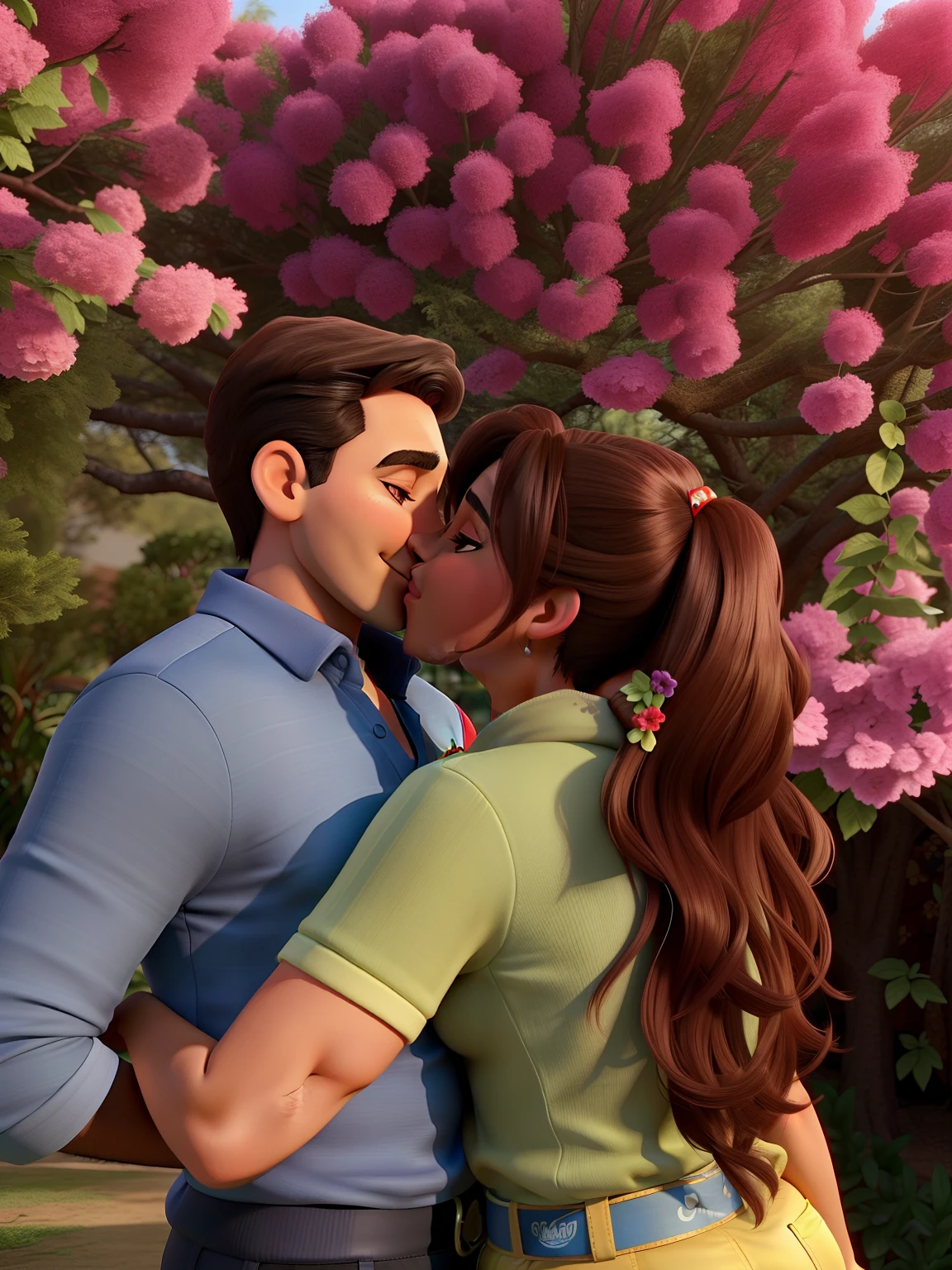 Casal se beijando, homem de pele escura, mulher de pele clara, alta qualidade, melhor qualidade