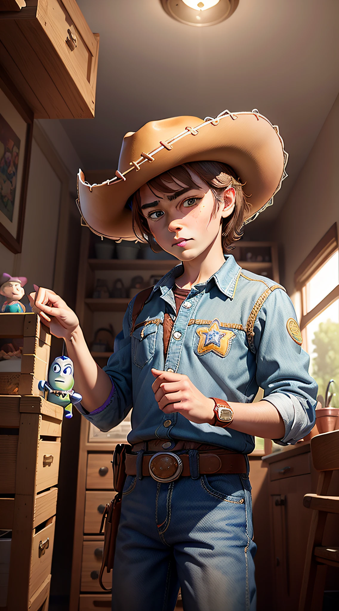 Toy Story, Cowboy hat, perfect eyes, no eyelash, cute Woody Cowboy Toy Story by Pixar funko big head
