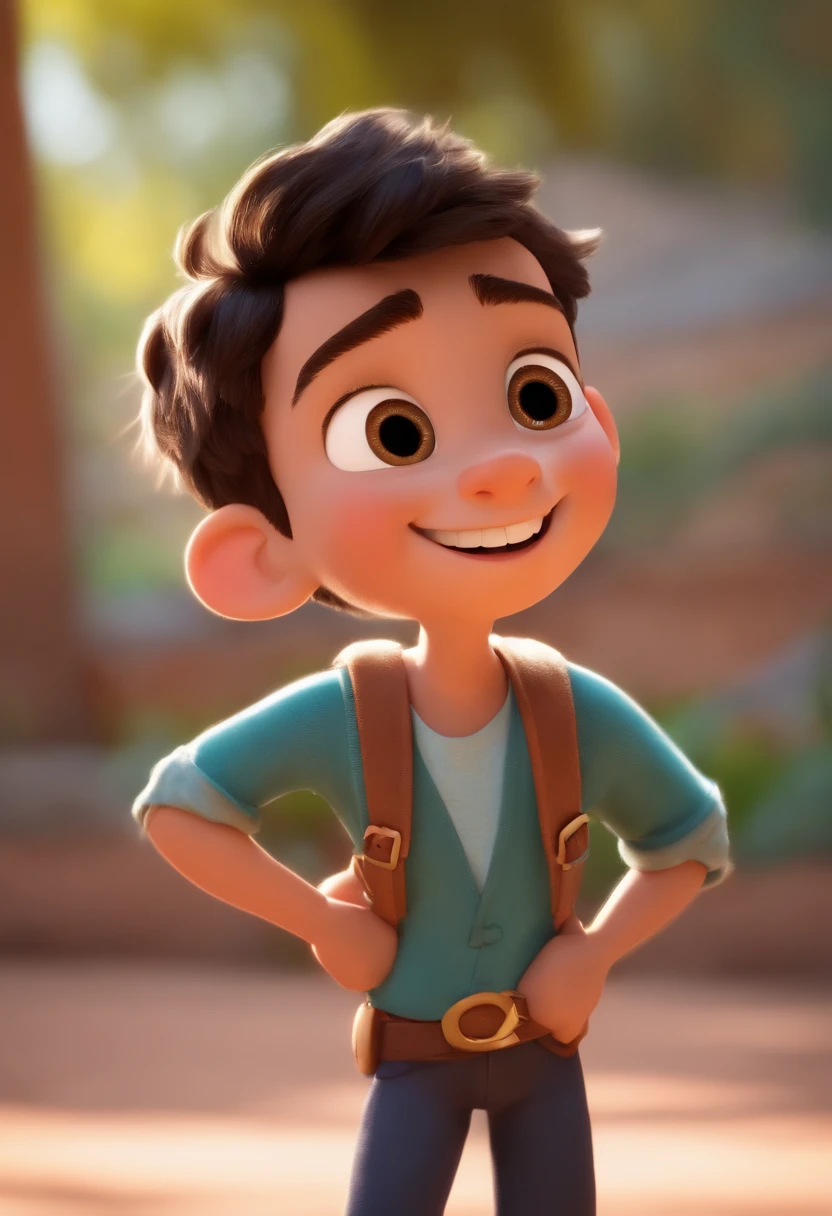 a happy cute ??? standing short hair, vestindo uma fantasia espacial, , fundo branco, barnet, Tom, Estilo Pixar, ....3d, desenhos animados, rosto detalhado, asymmetrical 16k