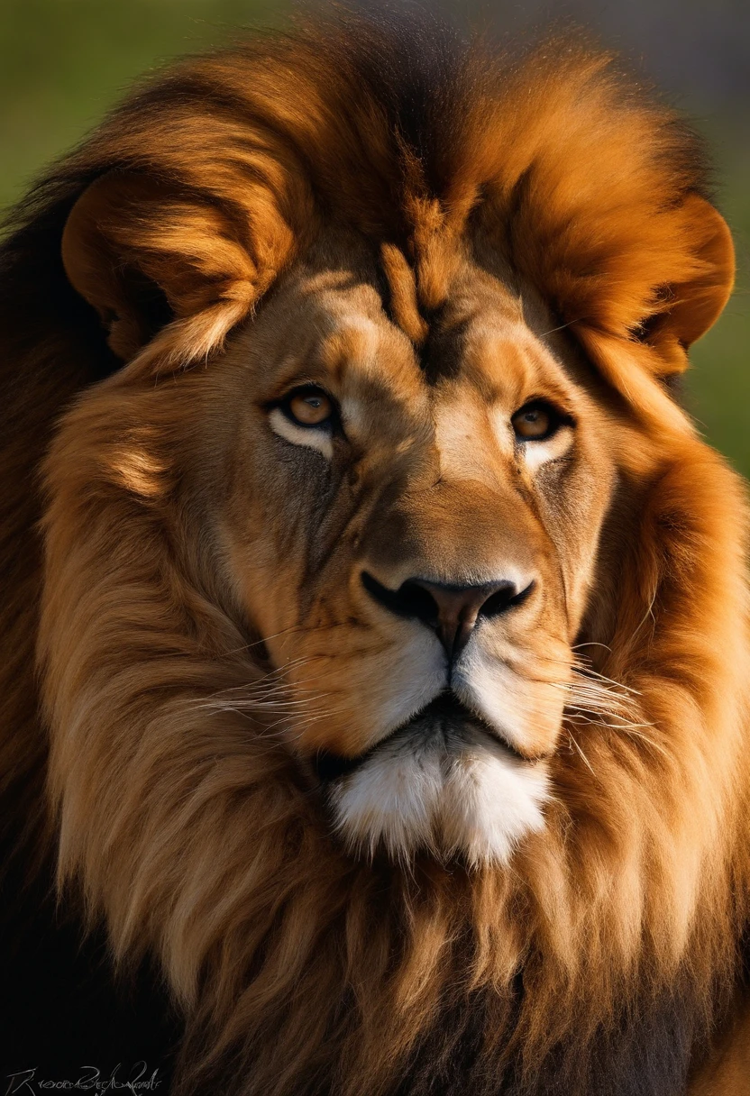 Big brown blond maned muscular lion, jogando futebol,