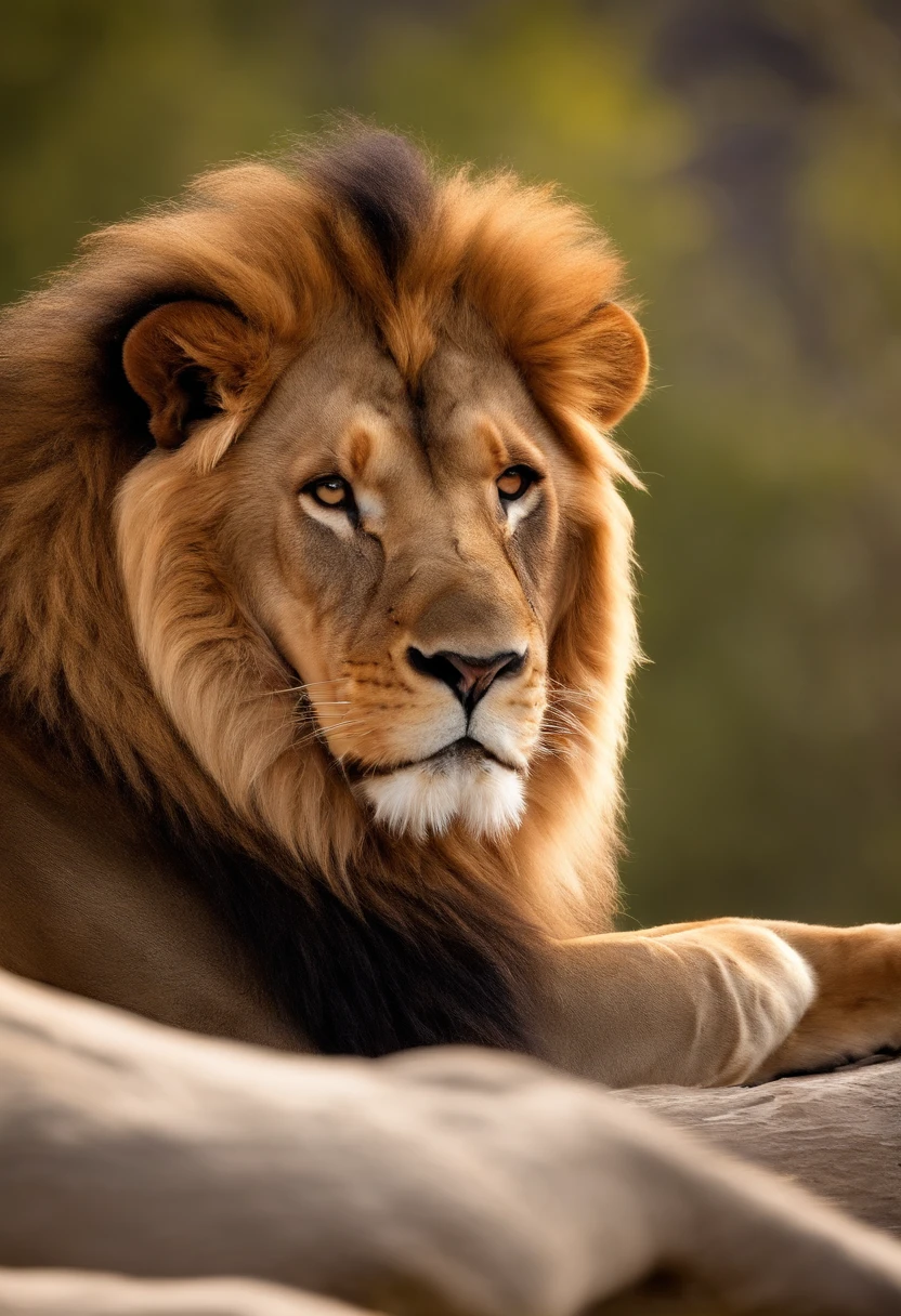 Big brown blond maned muscular lion, jogando futebol,