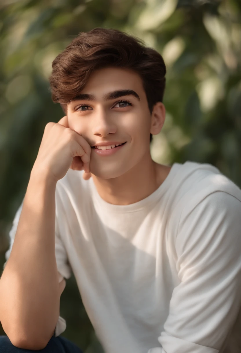 (boy,23 anos,Branco, judeu com olhos claros,sorridente,with your arms to your face,nariz fino,Estilo Disney Pixar,best quality,alta qualidade)