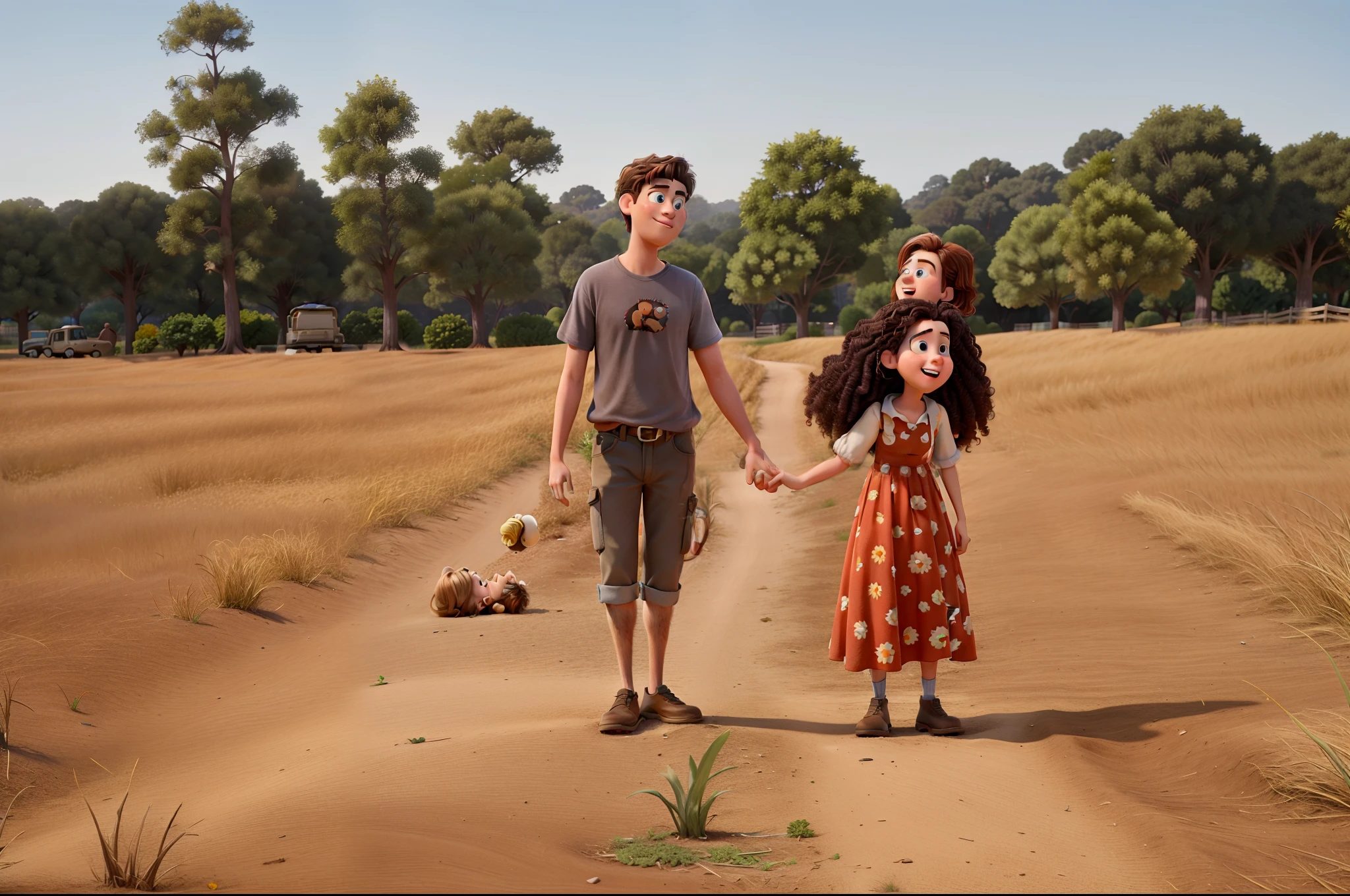 Cartaz do filme da Pixar de um casal de jovens amantes tirando uma foto no campo. A menina tem cabelos compridos e pretos, o menino tem cabelo preto