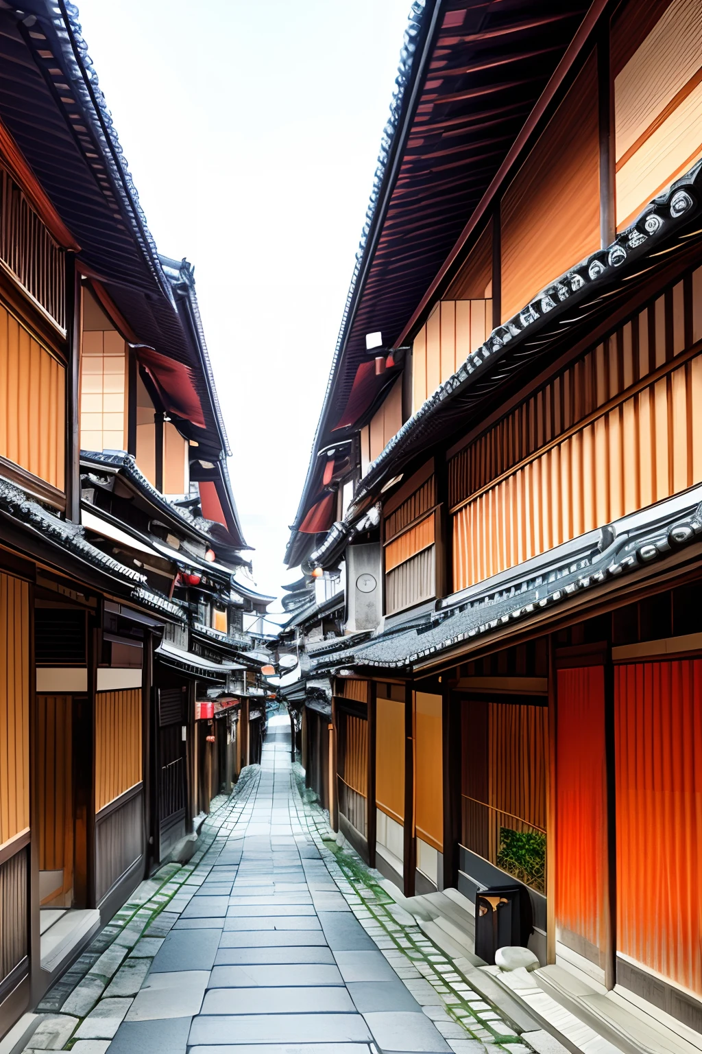 ​masterpiece、top-quality、hightquality、the Extremely Detailed CG Unity 8K Wallpapers、,Please draw the streets of old Kyoto. There are no people.