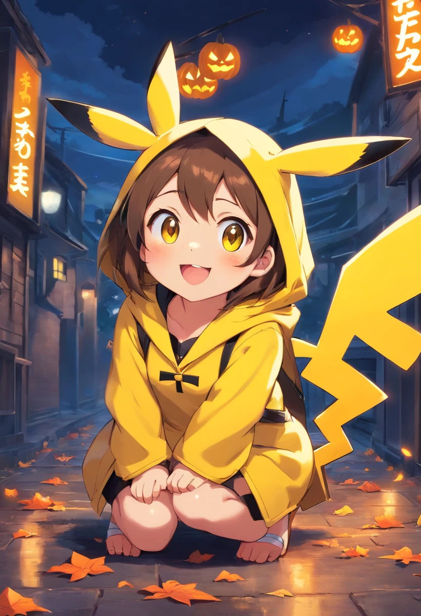 Pikachu in a cute Halloween costume, Happy face