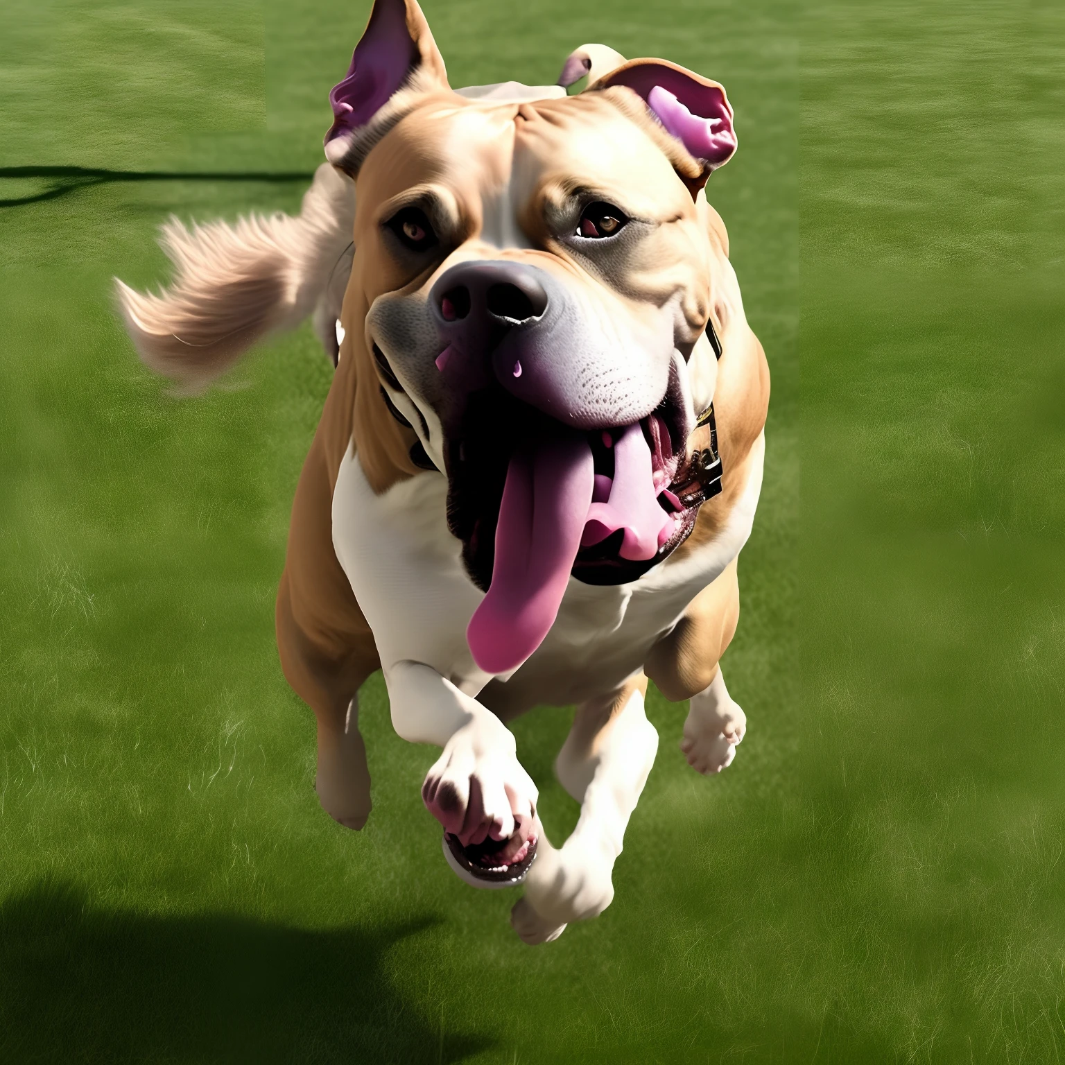 Pitt Bull America Bully Dog Running After Magic Ball Disney 3d Style