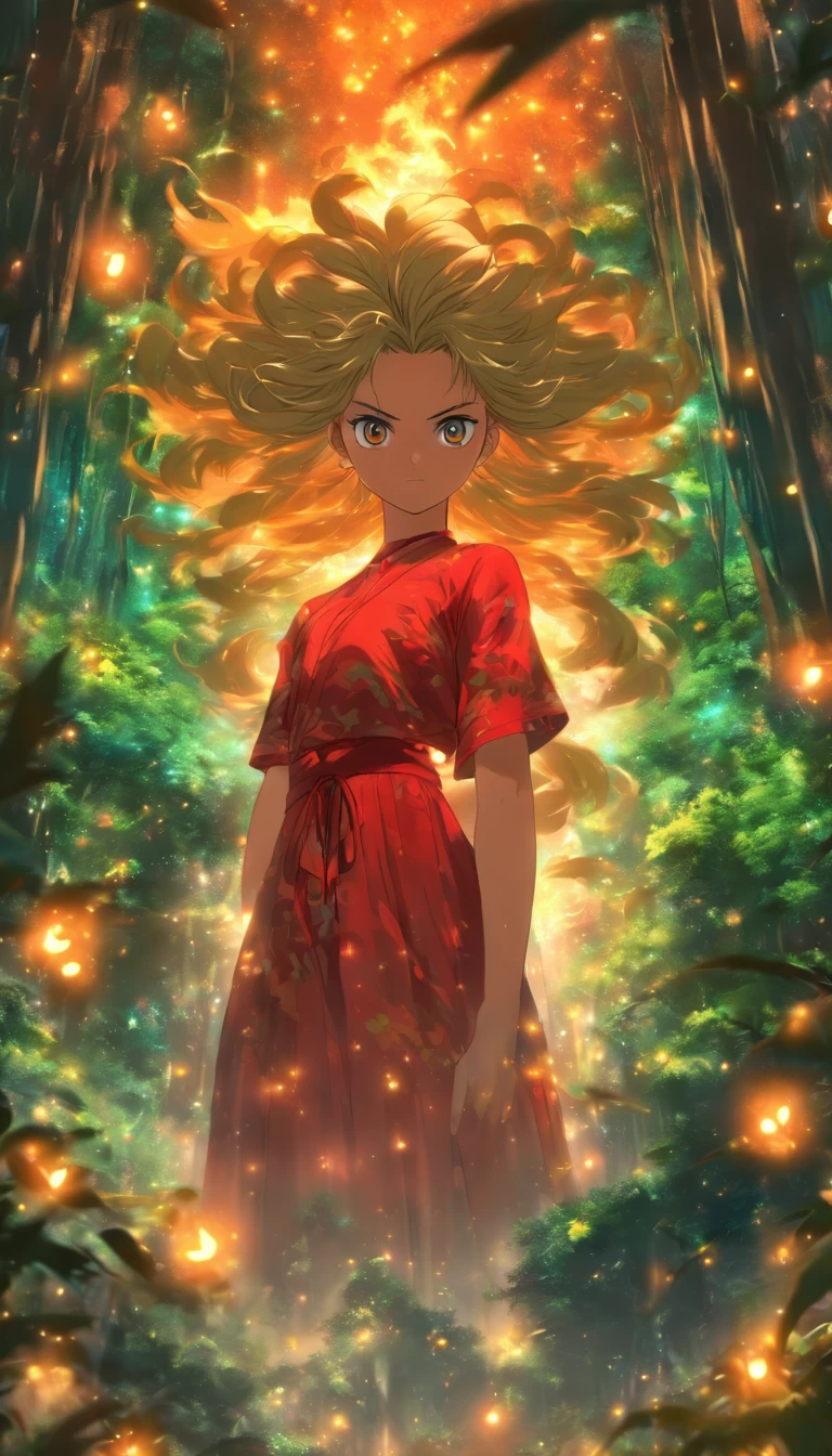 1 cinta, sozinho，camisa branca, saia vermelha, Meias, cavalinha dupla，Fundo exterior bonito, lua noturna, Floresta，The hair is meticulously portrayed，The eyes are meticulously portrayed， VFX surreal altamente detalhado，oc renderizado，