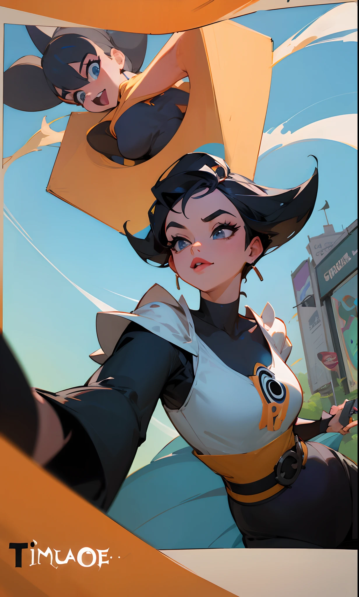 Poster disney pixar de mulher tirando uma selfie na time square