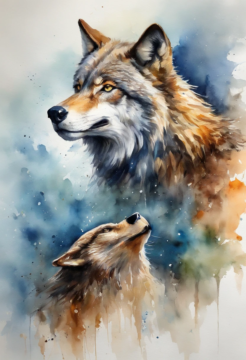 Wolf eating eagle