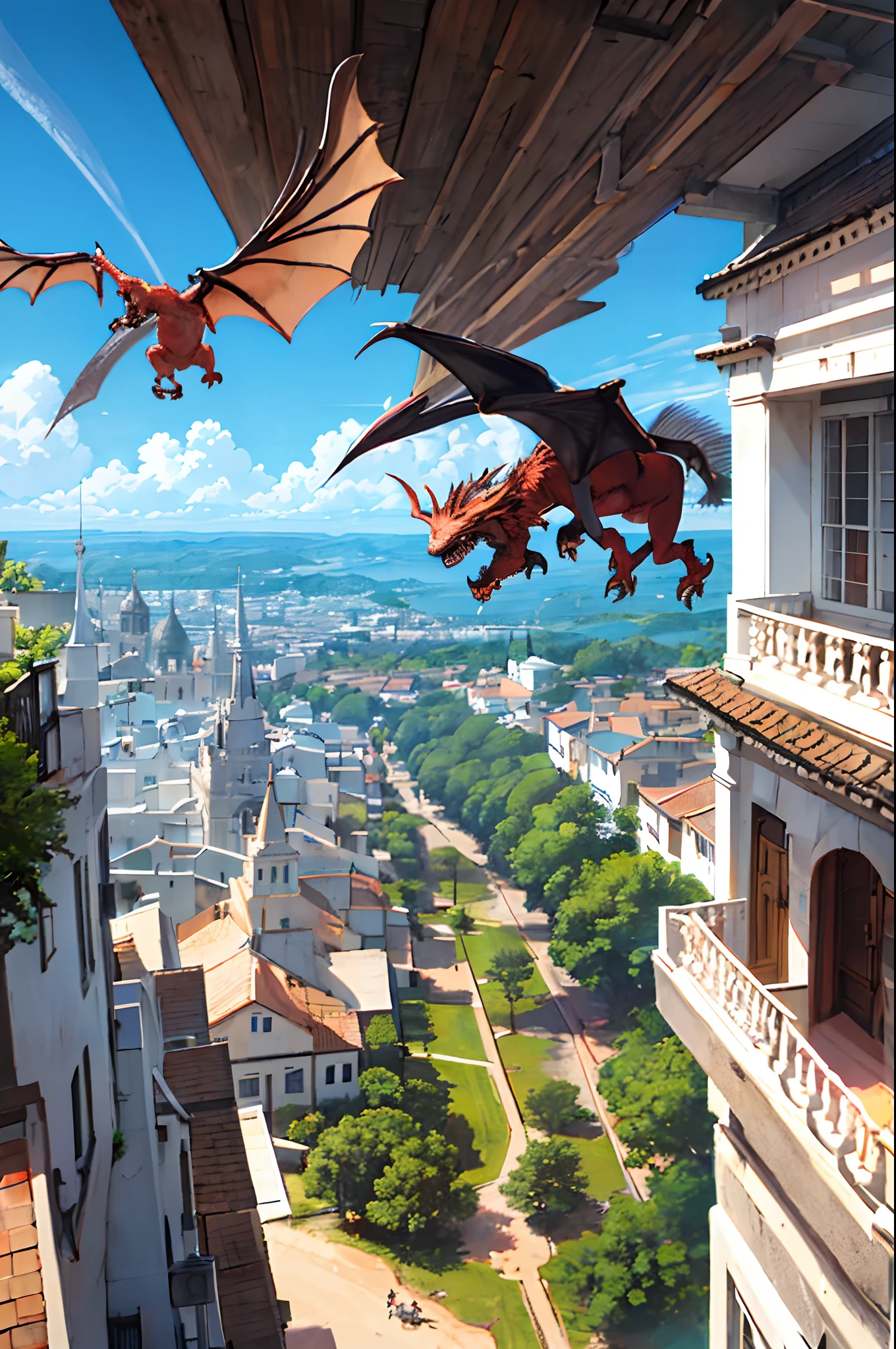 A dragon flying over the city of Diamantina, MG