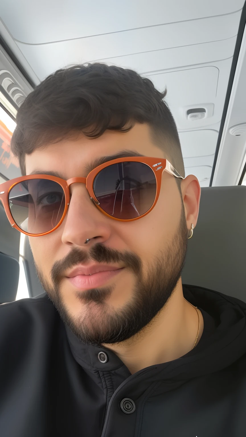 Man with sunglasses sitting on a bus, wearing orange sunglasses, foto de perfil headshot, imagem de qualidade muito baixa, foto de perfil 1024px, taken in the early 2020s, vacation photo, Streamer do Twitch / Jogador Ludwig, imagem de perfil, h3h3, foto de perfil profissional, Aykut Aydogdu, Jovem espanhol