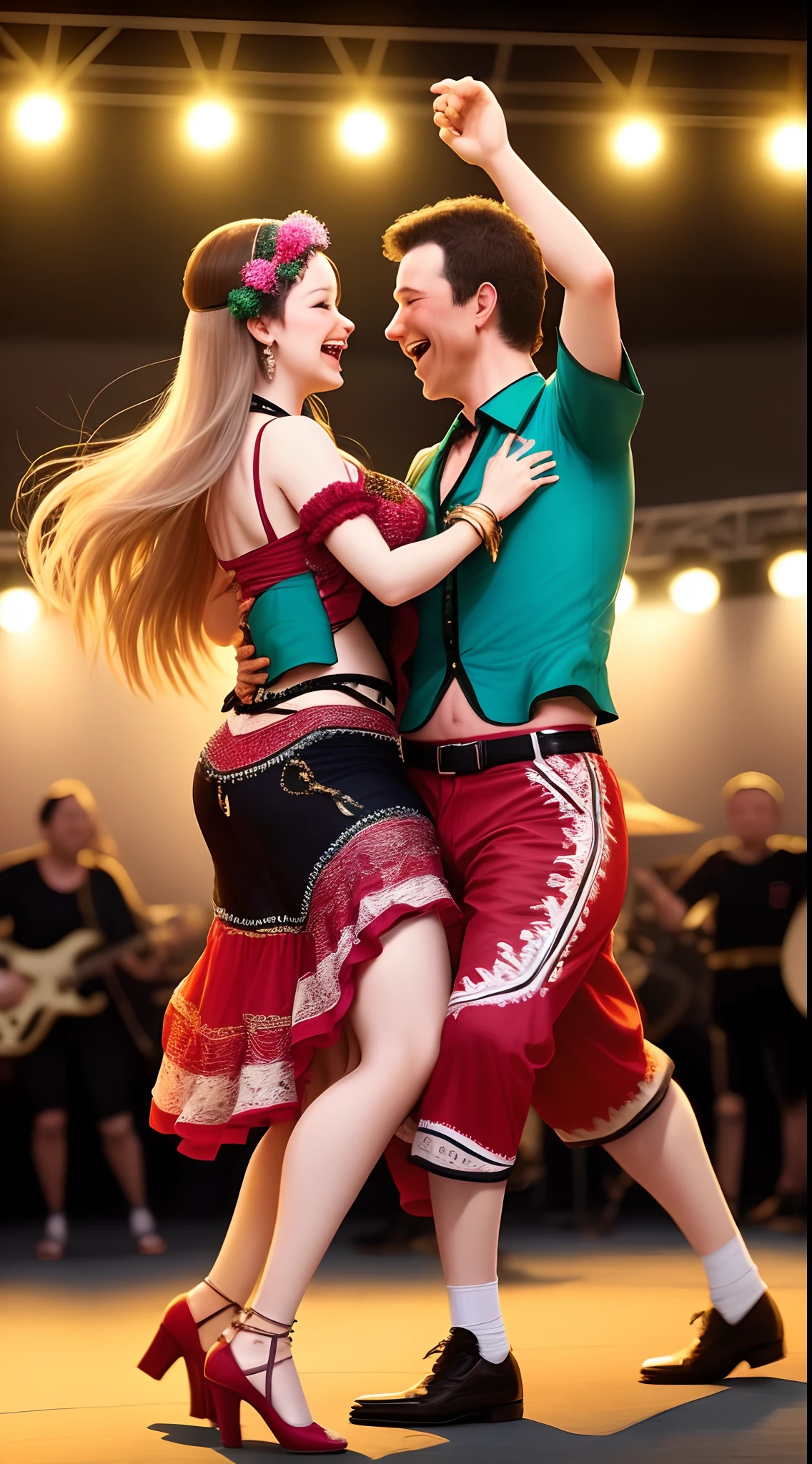 A forró with people dancing in pairs and a band playing, the name is Forró Fino and it is located in Rio de Janeiro
