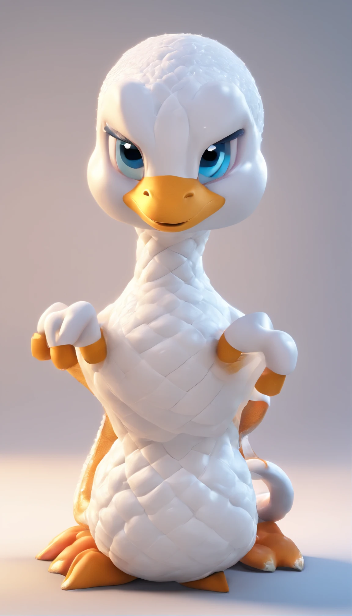 Pixar style super cute anthropomorphic white snake, seios grandes,clivagem,Traje fora do ombro,Traje de Dahan e coroa de cristal, Standing, Olhos grandes encantadores, cauda bonito, Standing, surreal, super fino, luxuoso, Graceful standing, Olhos grandes encantadores, cauda bonito, Standing, surreal, super detalhado, luxuoso, elegante, Complexo, gorgeous, illusory engine, octane rendering, 8k, surrealismo de Frey