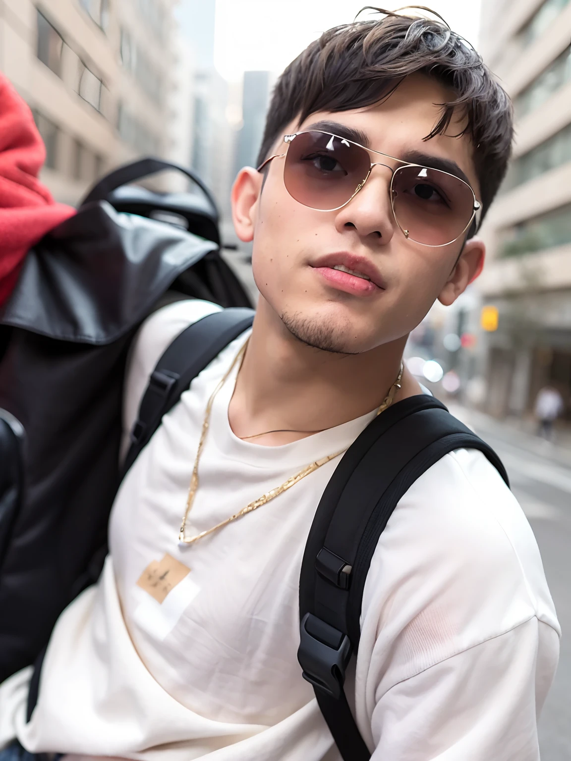 There's a man with a backpack on his back posing for a photo, caio santos, mateus 9 5, 18 anos, andres rios, em torno de 1 9 anos, 2 2 anos, 21 anos, zigor samaniego, 2 3 anos, 1 6 anos, Estilo Zigor Samaniego, Twink