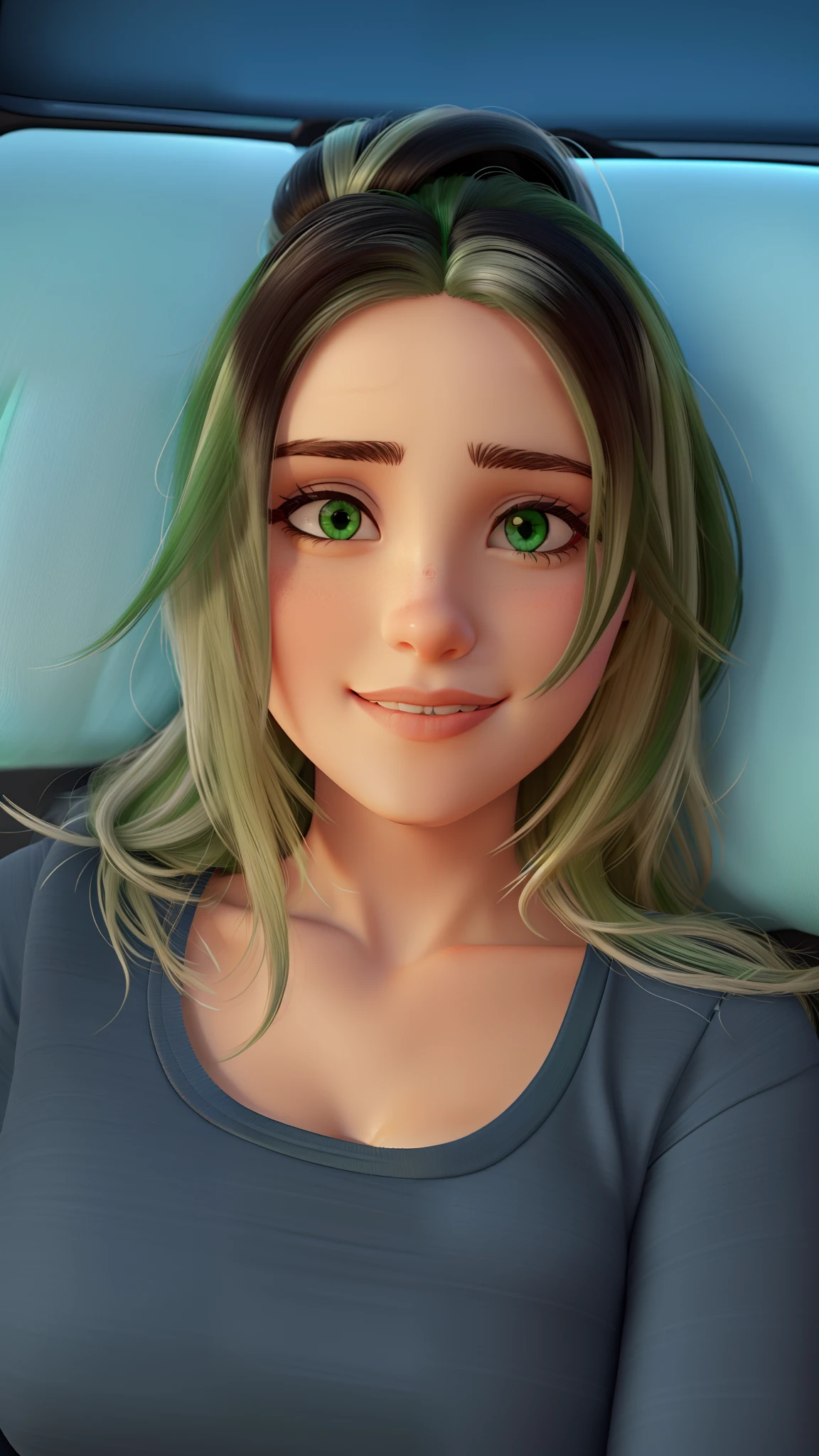 Mulher, de olhos verdes e cabelos claros