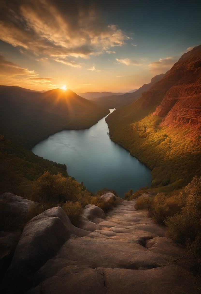 Masturbating, legs open, finger in pussy, moaning, pussy fucking, sex, waterfall landscape in the mountains Ultra realistic sunset image with beautiful blonde woman, fot, 8k