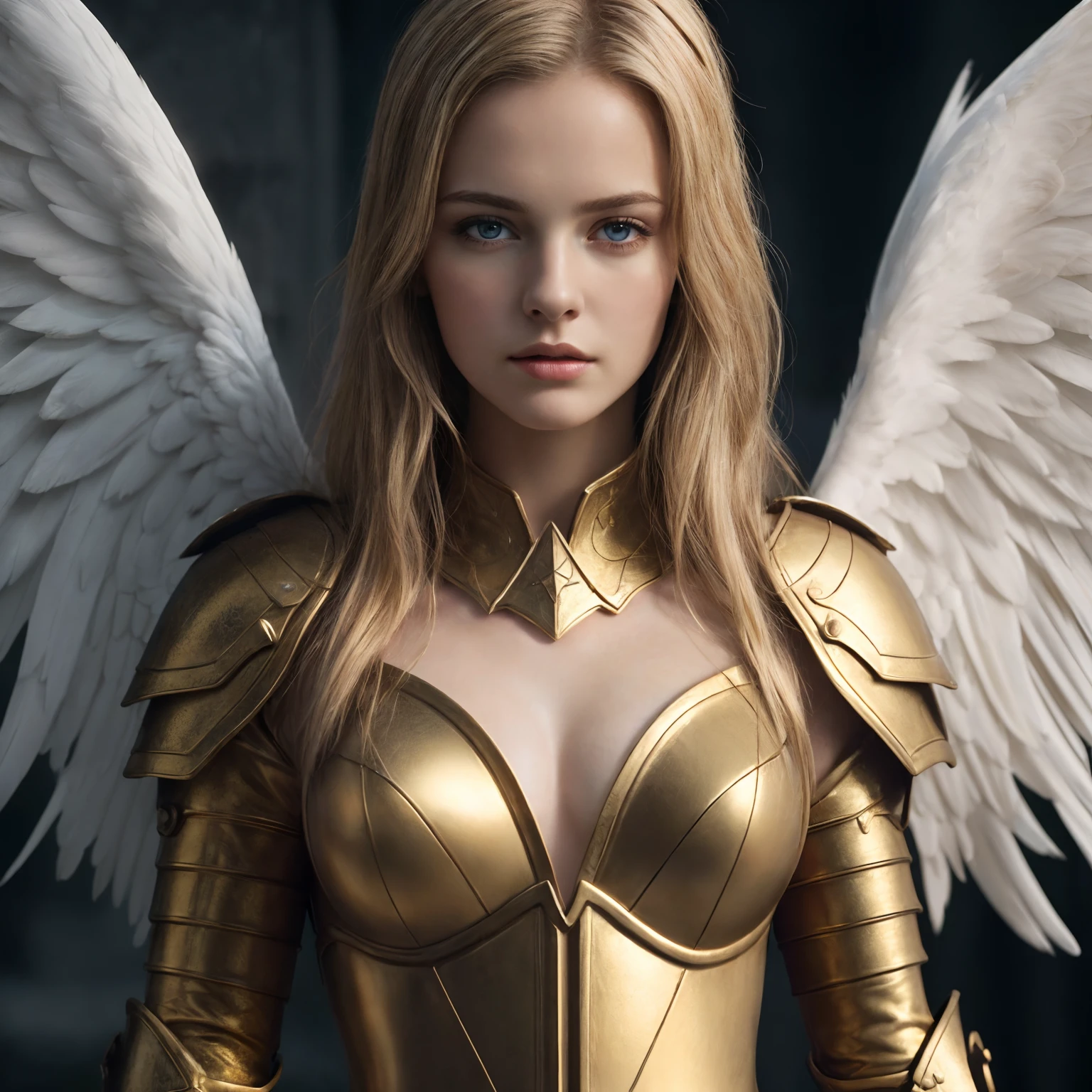 angel, armor gold (masterpiece, best quality, high resolution:1.4), 1girl, angel, skin pores texture, Hair blonde, HD , Photography, movie, cinematic, full Body, Realistic, (8k, RAW photo, best quality, masterpiece:1.2), (realistic, photo-realistic:1.33), ...