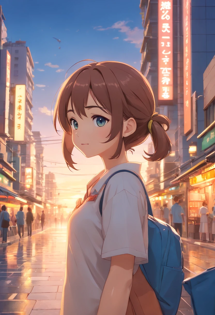 qualidade de imagem do filme,Disney Animation,style of disney animation,Disney film animation,Filmes 3D,China-style,Girl with short pigtails standing in front of a huge koi,mar de swell,profundidade de campos,Luz alta,luz real,Traching de raias,oc renderizado,hyper-realistic,melhor qualidade,8k,Obras de mestres,super-fino,pelos pubianos detalhados,anatomia correta,sharp focus on eyes,Bokeh,Facial features are carefully described