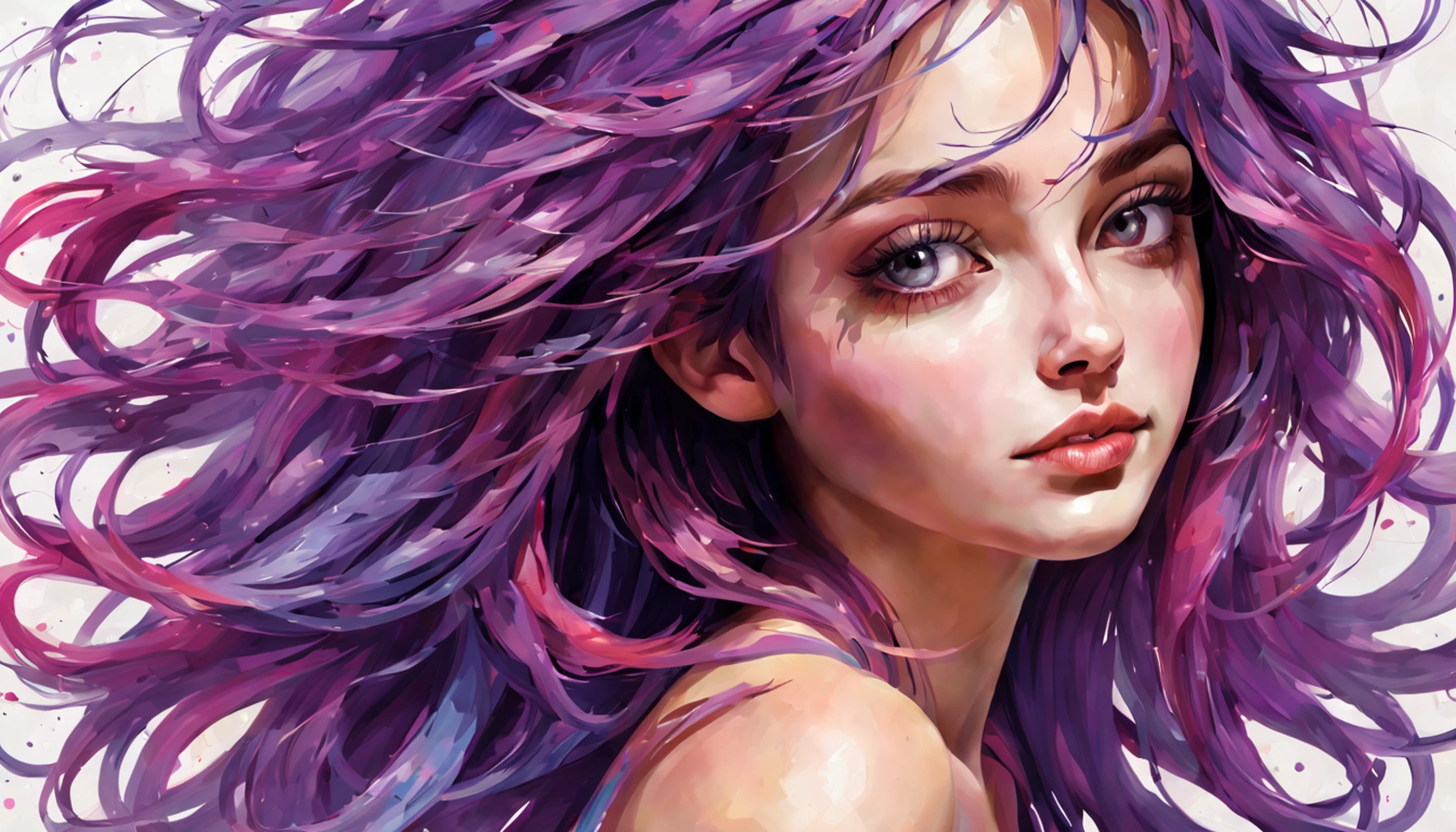 Mulher bonita colorida: uma mulher de 18 anos, hair messy, oil-painting, Nice perfect face with smooth skinice perfect face, cores amarelas azuis, light purple and violet additions, light red additions, detalhes intrincados, tela inicial, 8K分辨率, obra-prima, rosto bonito, artstation pintura digital fluxo de tinta liso muitoBlack: 8K resolution photorealistic masterpiece: pintura guache fluido intrincadamente detalhada: por Jean Baptiste Mongue: caligrafia: acrylic: aquarela, fotografia profissional, natural lightting, Maximalist volumetric lighting photoillustration: por marton bobzert:, complexo, elegante, expansivo, genial