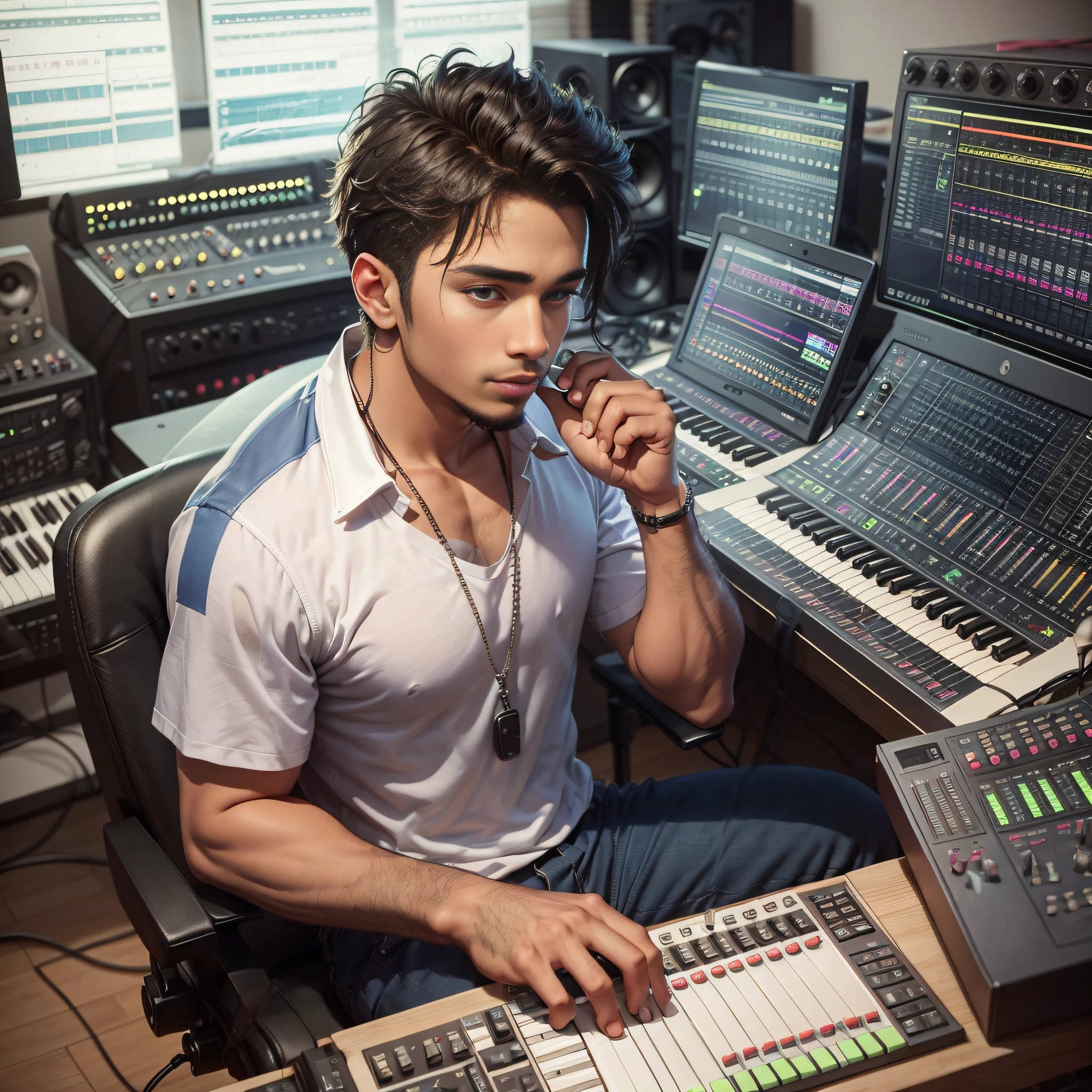 - The man operating a music studio, working hard with perfect, nimble hands to produce the next great musical sensation. When a young, talented singer walks into his studio, he knows he has something special on his hands and will do anything to help her become the next big star.