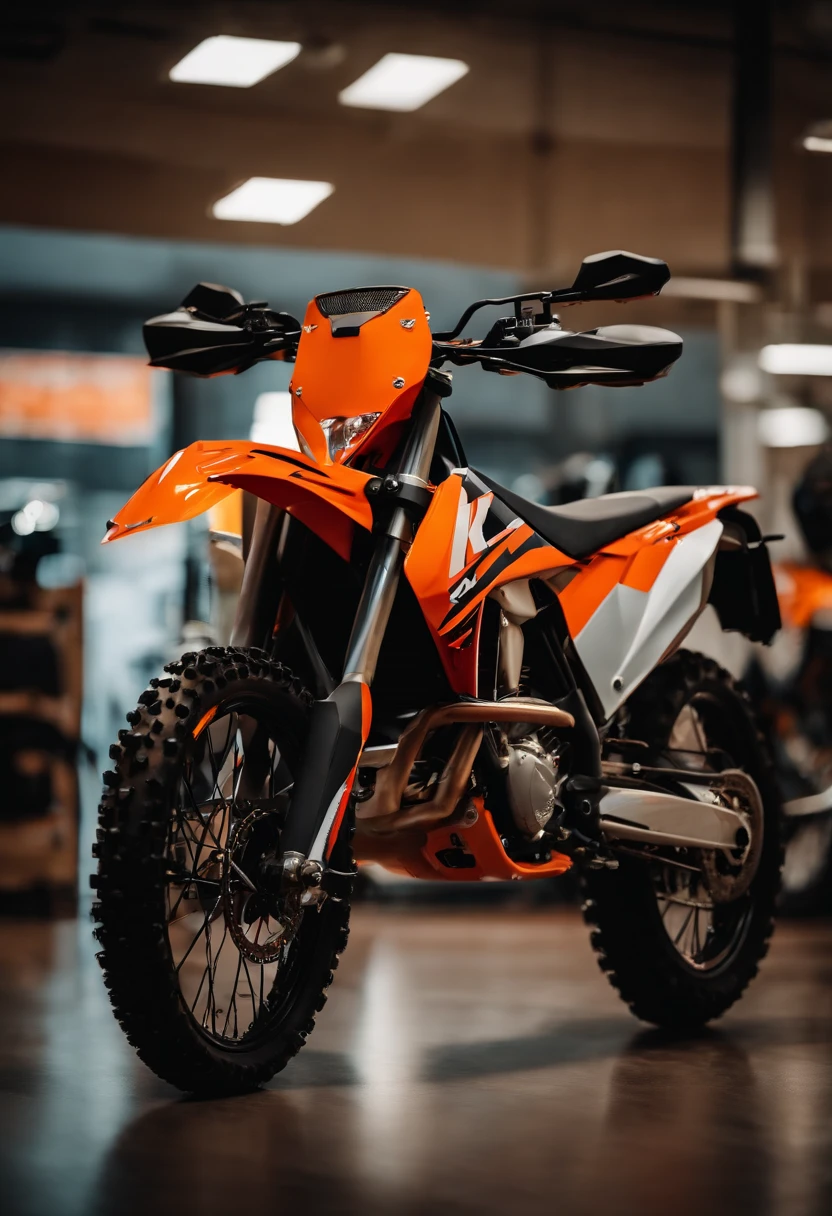 KTM 450 on the showroom floor, perfect image, crystal clear,